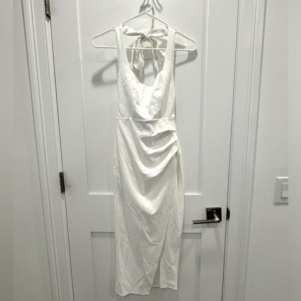 Elegant White Halter Dress